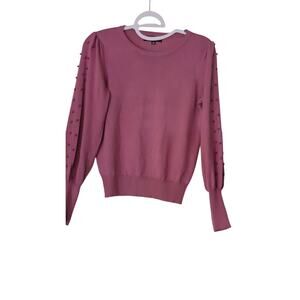 Catherine Malandrino Pink Rayon Sweater Bead Embellished Sleeve Size S